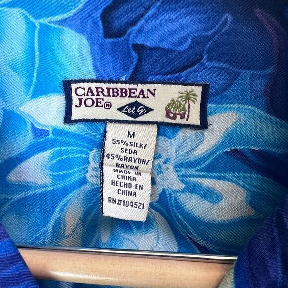 Caribbean Joe Hawaiian Silk Blend Floral Short Sleeve Shirt Women's Size Medium - Picture 5 of 6